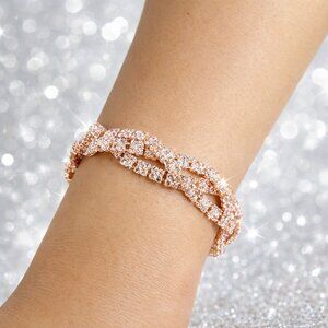 Cubic Zirconia Braided Bracelet Rose Gold